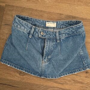 We The Free Light Blue Denim Mini Skirt with Raw Hem